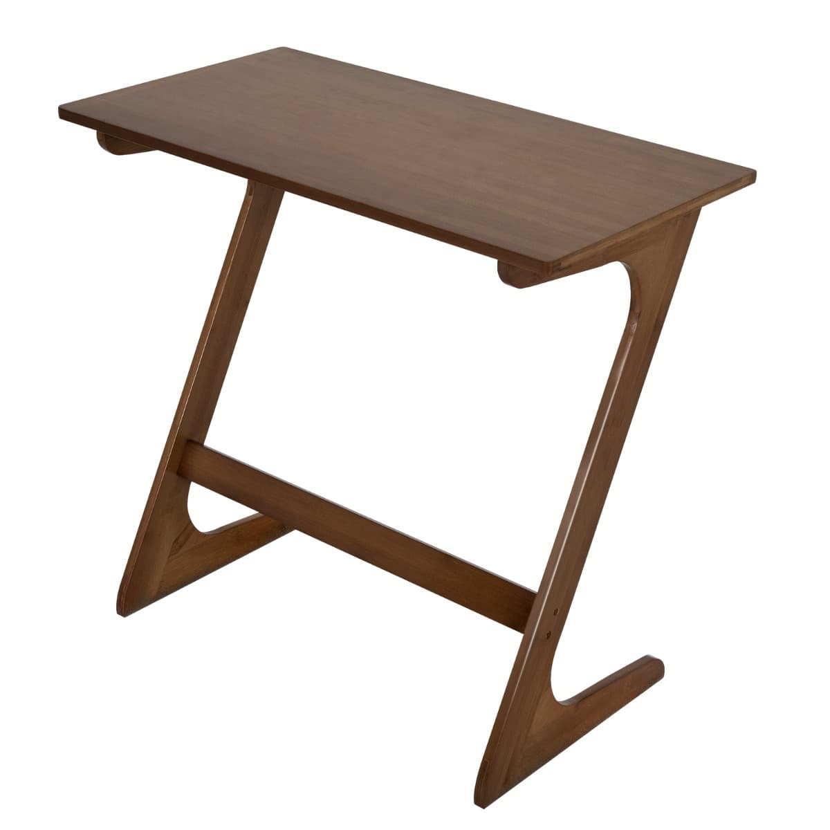 CostwayTable d'Appoint en Forme de Z Table Chevet de Canapé en Bambou Massif Économisant de l'Espace Bureau 75 X 40 X 70 CM Café