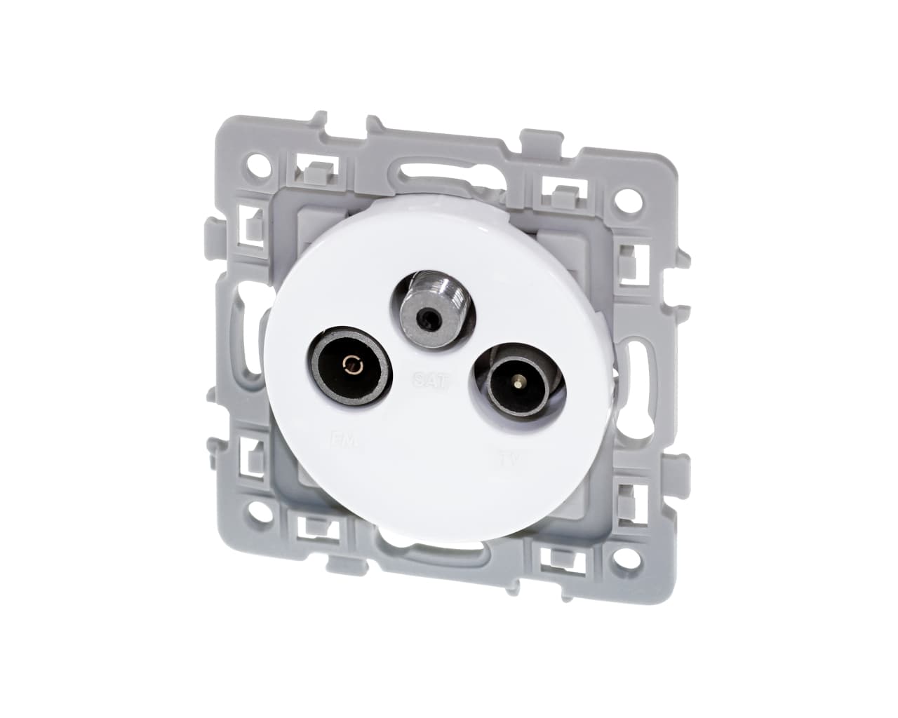 Prise TV + FM + SAT coaxiale Blanc Eur'Ohm Square